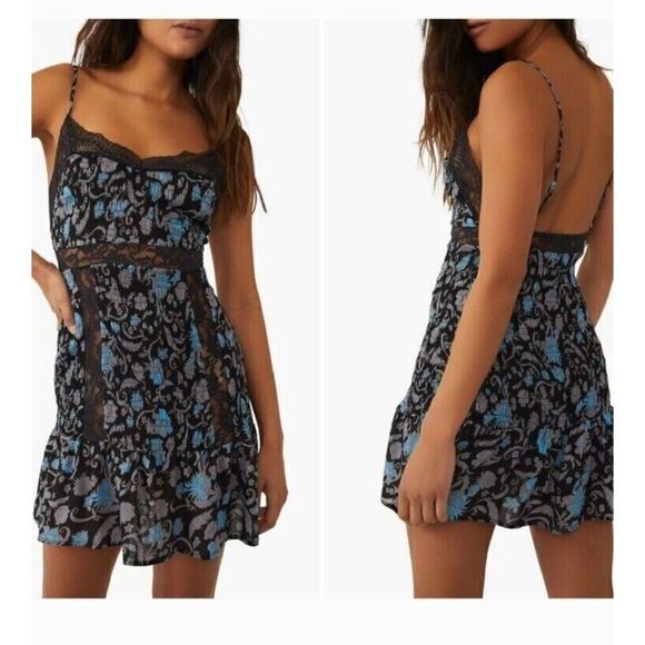 Free People OB1549094 Women Sz S Black Last Night Mini Sleeveless Slip Dress - Picture 10 of 10